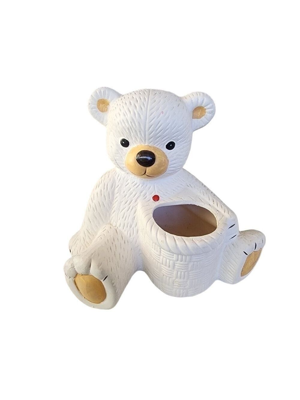 White Teddy Bear planter New baby nursery wildlife plants